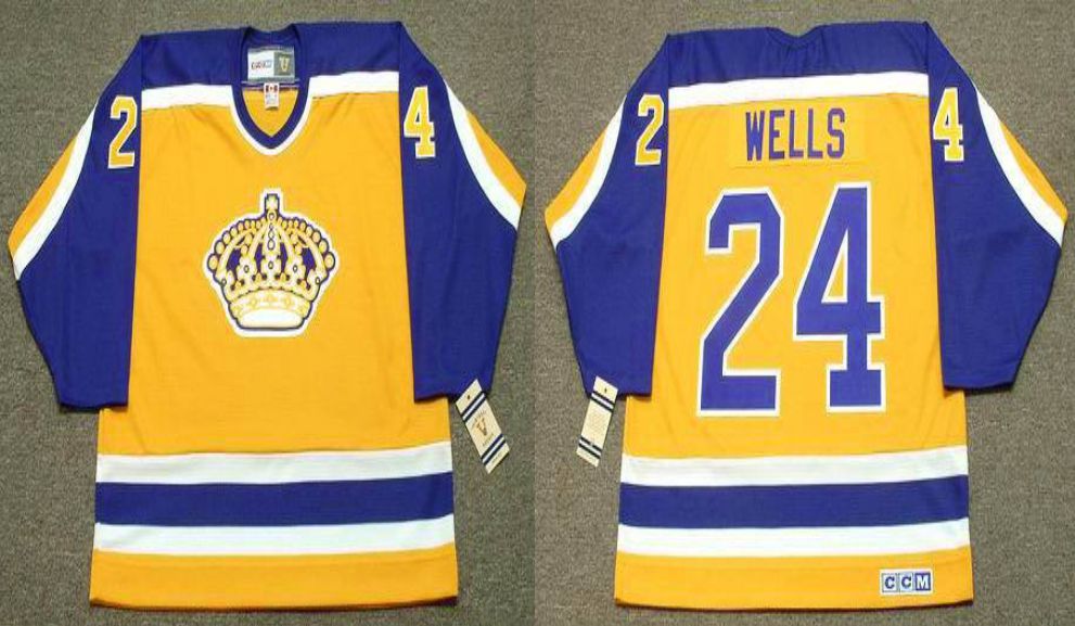 2019 Men Los Angeles Kings 24 Wells Yellow CCM NHL jerseys